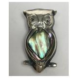 Sterling Silver & Abalone Owl Brooch Pin TAXCO