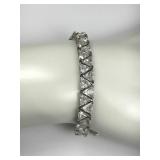 Sterling Silver & Trillion CZ Ladies Bracelet