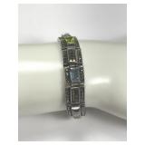 Sterling Multi-color Gemstone Marcasite Bracelet
