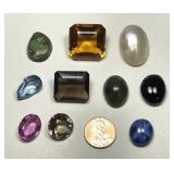 Lot of 10 Large Faceted & Cabochon Gemstones