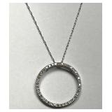 14K White Gold Diamond Infinity Circle Pendant