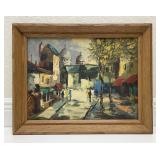 Rodan Urban Street Scene Oil on Canvas Framed
