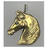 14K Equestrian Horse Head Pendant Artist Signed