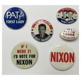 Lot of 6 Large Nixon Presidential Campaign Buttons