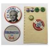 Lot of 8 Goldwater Presidential Campaign Buttons