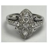 Ladies Sterling Silver CZ Cluster Fashion Ring