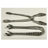 Pair of Vintage Sterling Silver Ornate Tongs