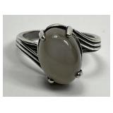 Sterling Silver Oval Silver Moonstone Ring Sz 6