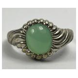 Sterling Silver Chrysoprase Cabochon Ring Sz 7