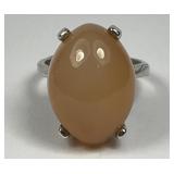Sterling Silver Peach Moonstone Ring Sz 5