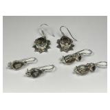 Trio of Ladies Sterling Colored Gemstone Earrings