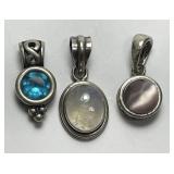 Three Sterling Silver Gemstone Pendants