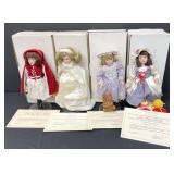 Four Danbury Mint Storybook Dolls with Boxes & COA