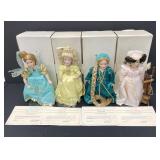 Four Danbury Mint Storybook Dolls with Boxes & COA