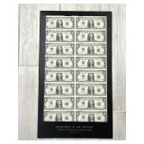 Series 1981 $1 Uncut Sheet of 16 Notes