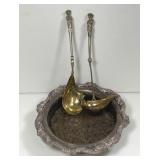 Silver Plated Cork Coaster & 2 Serving Spoons