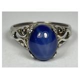 Sterling Silver Linde Blue Sapphire Ring Sz 5.5