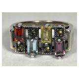 Sterling Silver Multi Gem & Marcasite Ring Sz 7