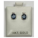 14K Gold & Blue Sapphire Stud Earrings