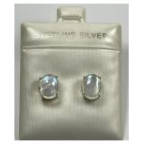 Sterling Silver Rainbow Moonstone Stud Earrings