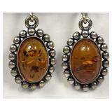 Sterling Silver Baltic Amber Dangle Earrings