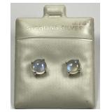 Sterling Silver Rainbow Moonstone Stud Earrings