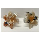 Pair Murano Floral Paperweights w/original Sticker