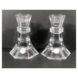 Pair 4.5" Clear Crystal Candlestick Holders German