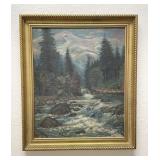 Original Oil on Canvas Raging River M. Becky