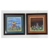 Pair Miranda Robbins Pen & Ink Watercolor Original