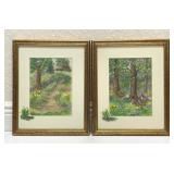 Pair Small Floral Watercolors w/ Remarque by BNP