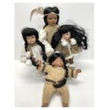Lot of 4 Native American Indian Dolls 12-15"