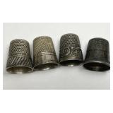Four Vintage Sterling Silver Thimbles