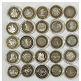 Lot of 25 Silver $10 Casino Chips Tokens