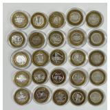 Lot of 25 Silver $10 Casino Chips Tokens