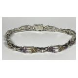Sterling Silver Amethyst & Citrine Bracelet
