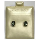 14K Gold Green Tourmaline Stud Earrings