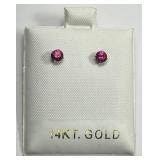 14K Gold Brilliant Cut Natural Ruby Stud Earrings