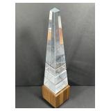 Sentinel Of Quality Glass 15" Obelisk on Wood Base