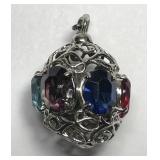 Sterling Silver Jeweled Rhinestone Ball Pendant
