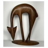 Nyhus Woodcraft Carved Walnut Deer Art Sculpture