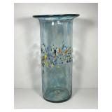 Multi-Color Fused Glass Cylindrical Art Vase