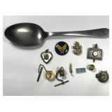 Lot of Vintage Military & Fraternal Pins Tacks
