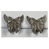 Sterling Silver Filigree Butterfly Clip Earrings