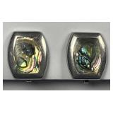 TAXCO Sterling Abalone Inlaid Rectangular Earrings