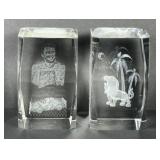 2 Glass Paperweights Tony Stewart NASCAR & Lion