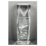 US Air Force Clear 6" Glass Paperweight