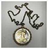 Walking Liberty Silver Half Pendant & Necklace