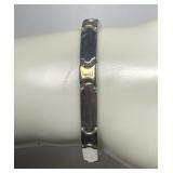Sterling Silver & Gold Toned Hinged 7.5" Bracelet
