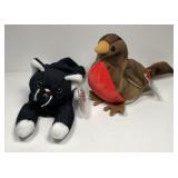 Two Beanie Babys Zip & Early (Cat & Bird)